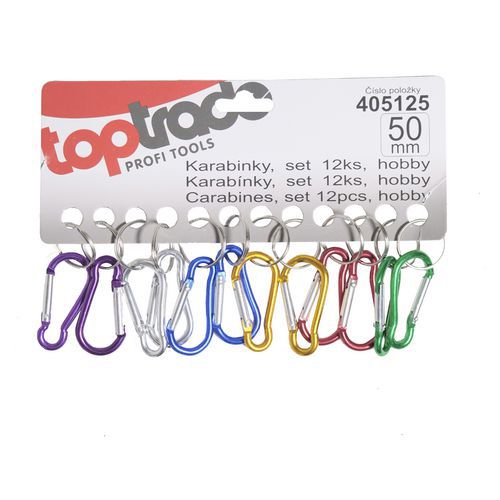 TOPTRADE karabinky, set 12 ks, 45 mm x 4 mm, hobby