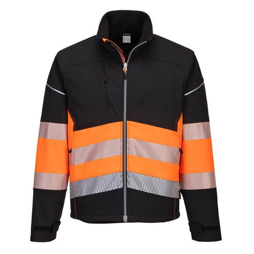 Softshellová bunda PW3 Hi-Vis Třída 1, černá/oranžová