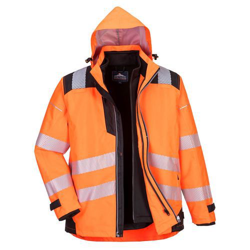 Bunda PW3 Hi-Vis 3v1, černá/oranžová