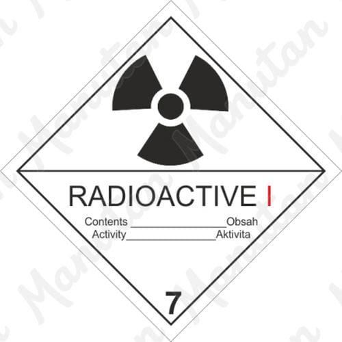 Radioaktivn ltka kat. I. . 7A, plast 200 x 200 x 0,5 mm