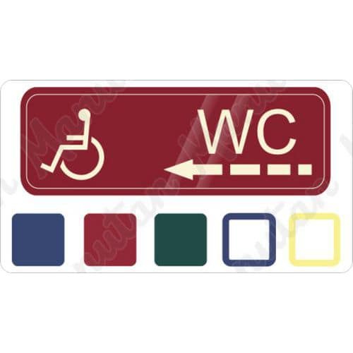 WC invalida vlevo, samolepka 200 x 70 x 0,1 mm, modr