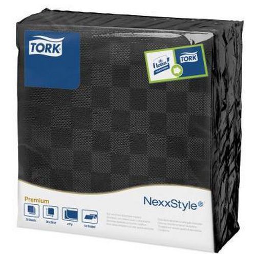 Paprov ubrousky Tork NexxStyle 2vrstvy 38 x 39 cm, ern, 50ks