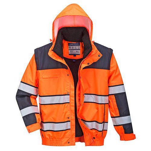 Reflexn nepromokav bunda Bomber Classic Hi-Vis, oranov/modr