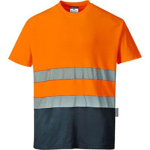 Reflexn triko s krtkm rukvem Cotton Hi-Vis, oranov/modr,