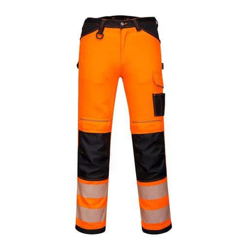 Dmsk stetchov pracovn kalhoty PW3 Hi-Vis, ern/oranov, no
