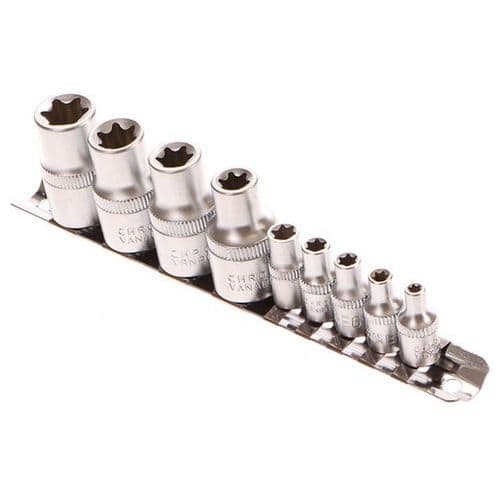 Sada hlavic torx, 10ks, 10-19mm, 1/4 a 1/2", GEKO